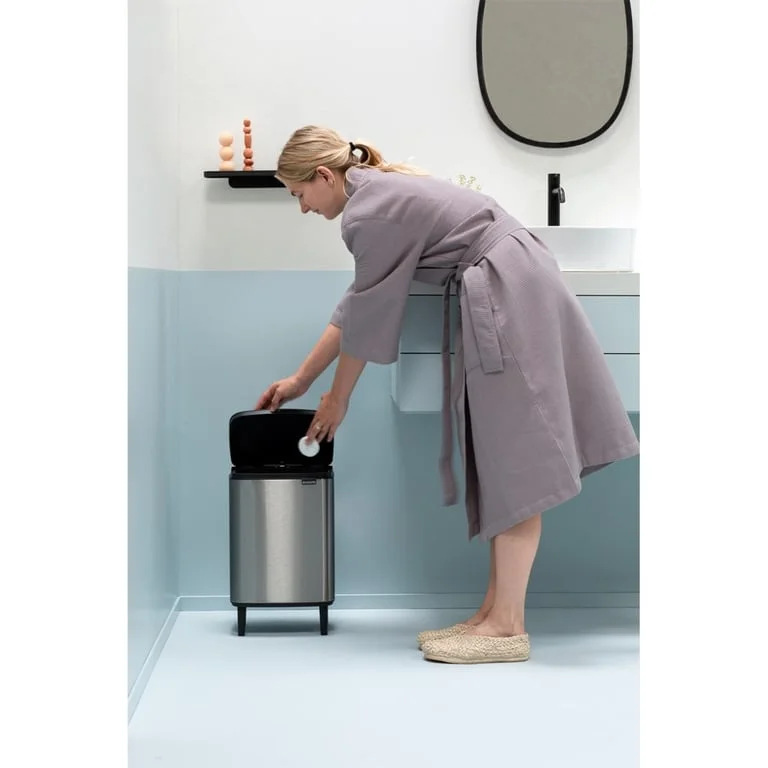 Coș de gunoi Brabantia Bo Small Hi 12L, Matt Steel, Fingerprint proof