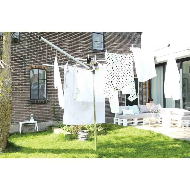 Uscător de rufe exterior Brabantia TopSpinner 50m, țepușă metalică de săpat, husă