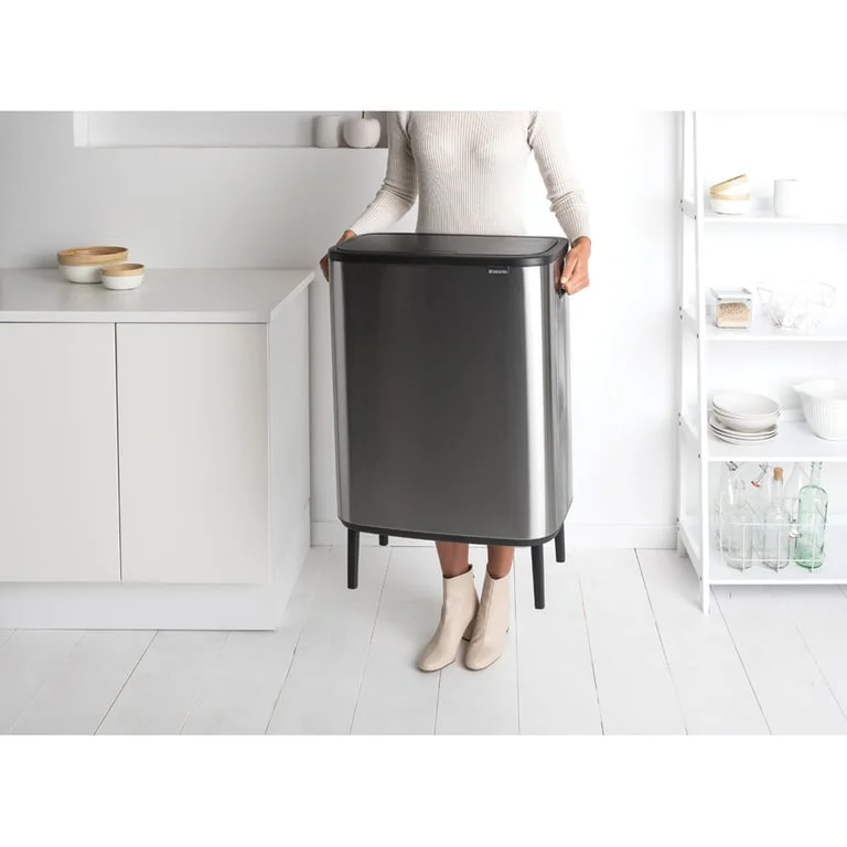 Coș de gunoi Brabantia Bo Touch Hi 2x30L, Matt Steel, Fingerprint proof