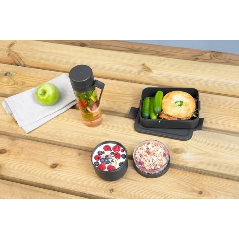 Set pentru micul dejun Brabantia Make&Take, Dark Grey, 3 bucăți - sticlă, castron, cutie
