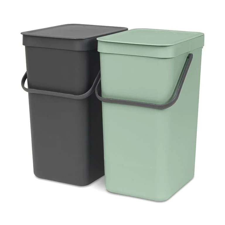 Coș de colectare separată Brabantia Sort&Go 2x16L, Dark Grey & Jade Green