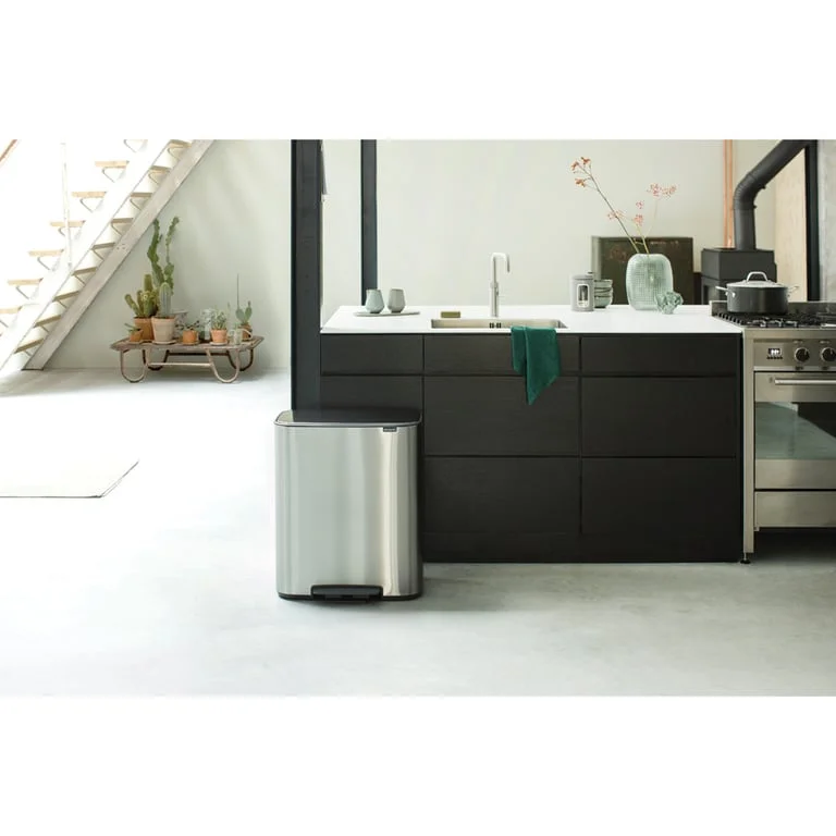 Coș de gunoi Brabantia Bo Pedal 2x30L, Matt Steel, Fingerprint proof
