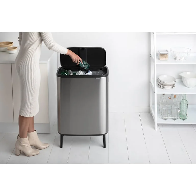 Coș de gunoi Brabantia Bo Touch Hi 60L, Matt Steel, Fingerprint proof