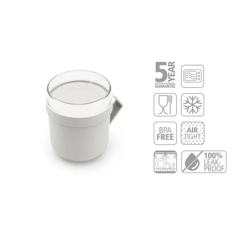 Soup Mug Brabantia Make&Take Light Grey 600ml, Plastic