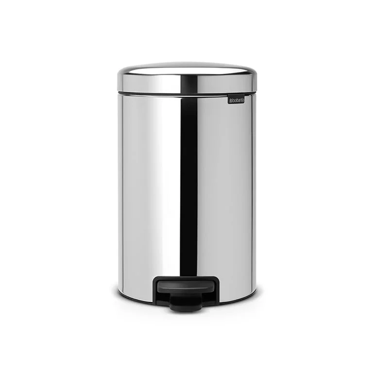 Coș de gunoi cu pedală Brabantia NewIcon 12L, Brilliant Steel, găleată interioară metalică