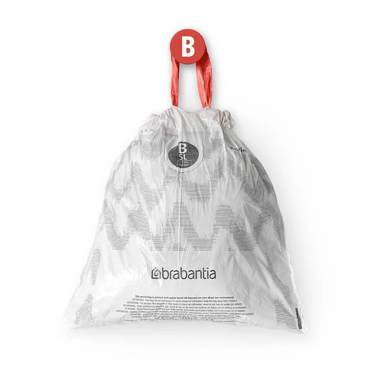 Saci de gunoi cu șnur Brabantia PerfectFit Slide/Papier Bin, cod B, 5L, 40 bucăți, pachet