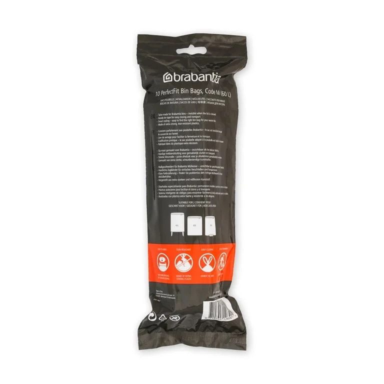 Saci de gunoi cu șnur Brabantia PerfectFit, cod  M, 60L, 10 bucăți, albi