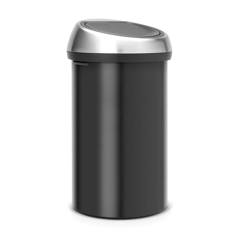 Coș de gunoi Brabantia Touch 60L, Matt Black, capac metalic