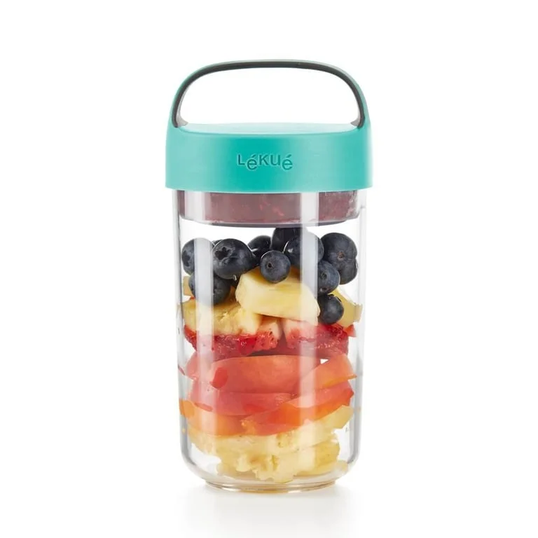 Bol compartimentat Lekue On The Go Turquoise 600 ml