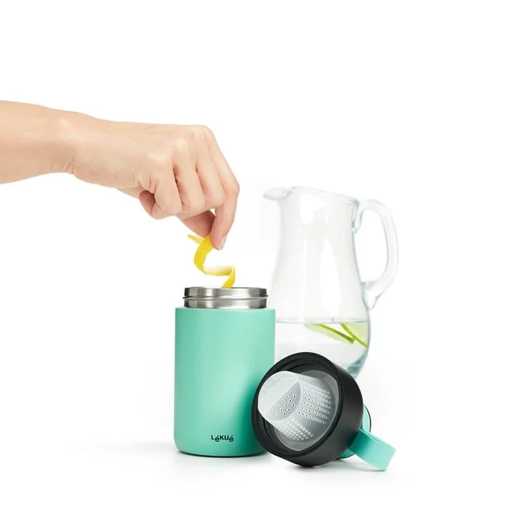 Sticlă termos cu filtru încorporat Lekue On The Go Turquoise 500 ml