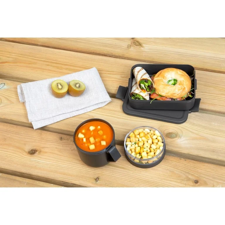 Set pentru prânz Brabantia Make&Take, Dark Grey, 2 bucăți - ceașcă și cutie