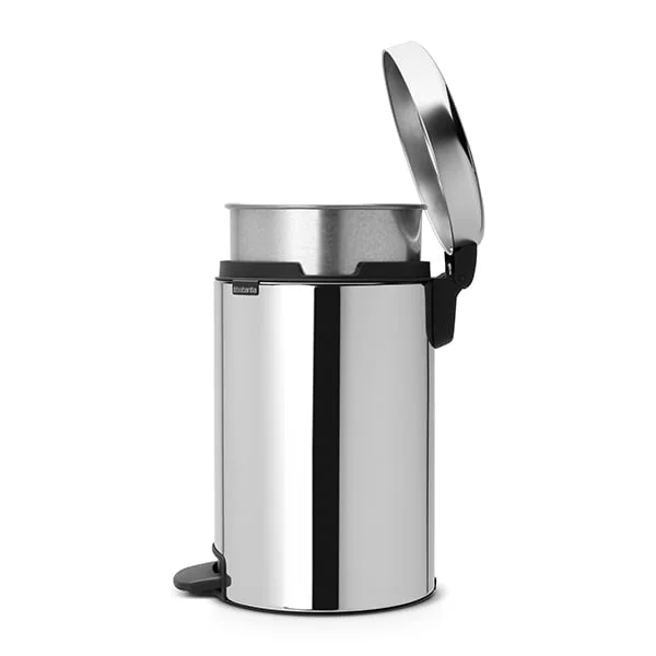 Coș de gunoi cu pedală Brabantia NewIcon 12L, Brilliant Steel, găleată interioară metalică
