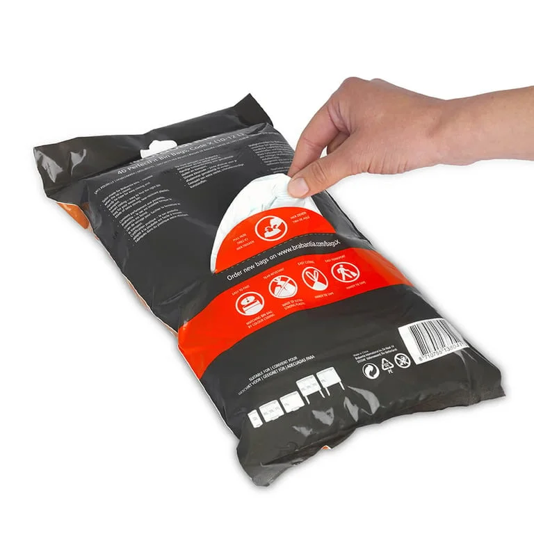 Saci de gunoi cu șnur Brabantia PerfectFit NewIcon/Bo, cod X, 10-12L, 40 bucăți, pachet